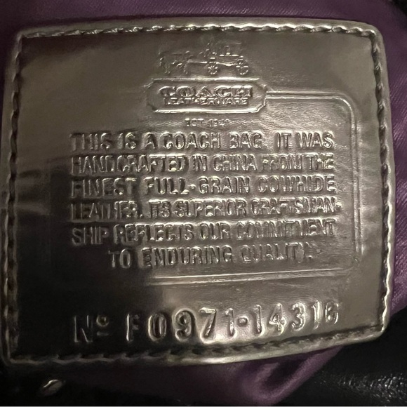 👜Vintage Coach Madison Audrey purse black genuine leather purple interior NWOT - Picture 5 of 13